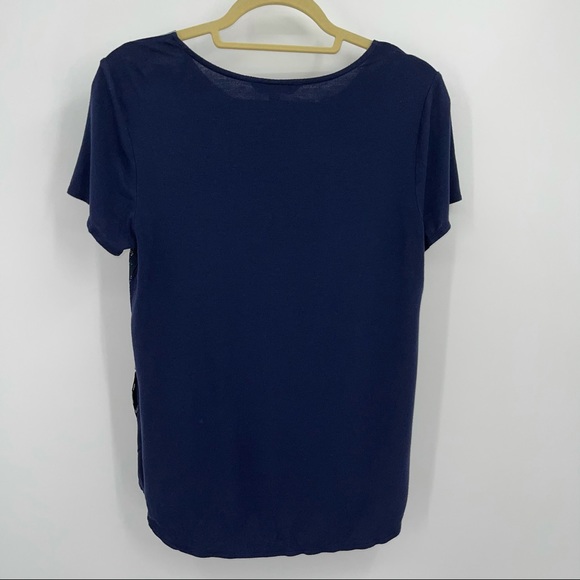 Banana Republic Short Sleeve Blouse Size S Blue Floral Print - Picture 2 of 9